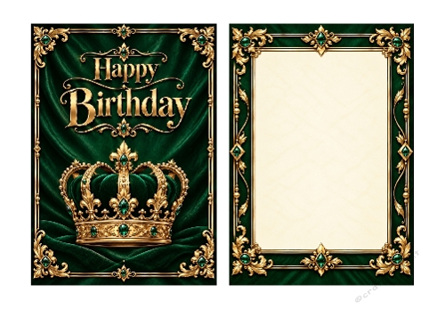 Emerald & Gold Crown - Card Background And Matching Insert 5 X 7 Inch