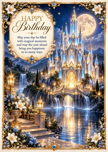 Enchanted Crystal Palace - A4 Portrait Birthday Card Topper