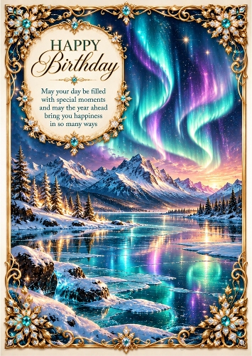Aurora Dreams - A4 Portrait Birthday Card Topper