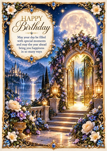The Secret Moon Garden - A4 Portrait Birthday Card Topper