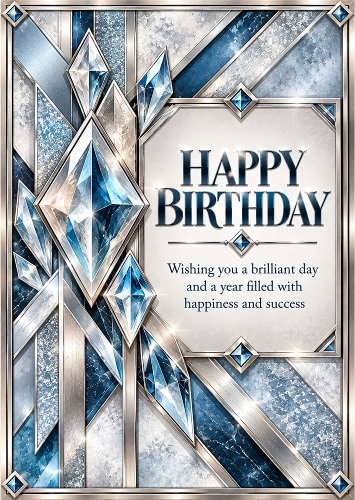 Silver Ice Crystals - A4 Portrait Birthday Card Topper
