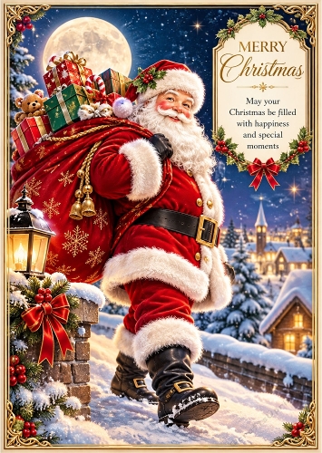 Santas Midnight Delivery - A4 Portrait Christmas Card Topper