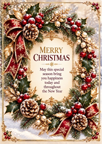 The Christmas Botanical Frame - A4 Portrait Christmas Card Topper