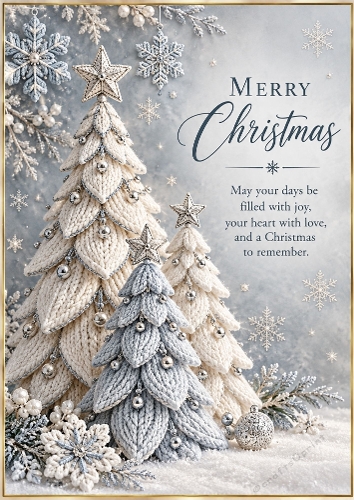 Knitted Arctic Elegance - A4 Portrait Christmas Card Topper