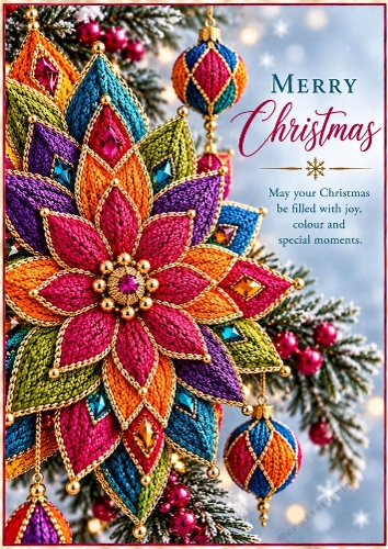 Knitted Christmas Kaleidoscope - A4 Portrait Christmas Card Topper