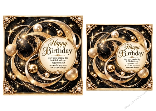 Golden Orbit - 6 X 6 and 5 X 5 inch - Card Toppers