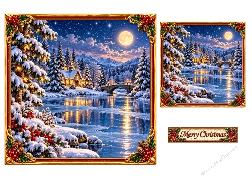 Frozen Lake - 7x7 and 4x4 Inch - Christmas Card Toppers