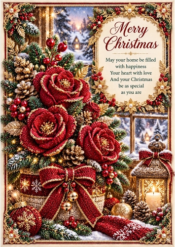 Christmas Rose - A4 Portrait - Christmas Card Topper