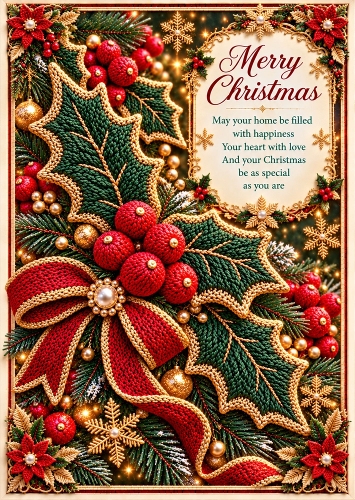 Holly & Berries - A4 Portrait - Christmas Card Topper