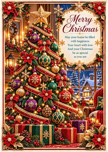 The Christmas Tree - A4 Portrait - Christmas Card Topper