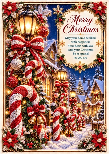 Candy Cane Lane - A4 Portrait - Christmas Card Topper