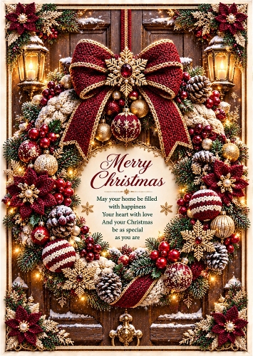 Winter Wreath - A4 Portrait - Christmas Card Topper