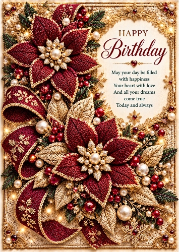 Burgundy Beauty - A4 Portrait - Birthday Card Topper