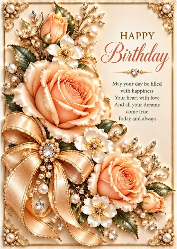 Peach Perfection - A4 Portrait - Birthday Card Topper