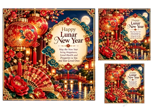 Lunar New Year - 7x7 And 4x4, and 3x3 inch - Diwali Card Toppers
