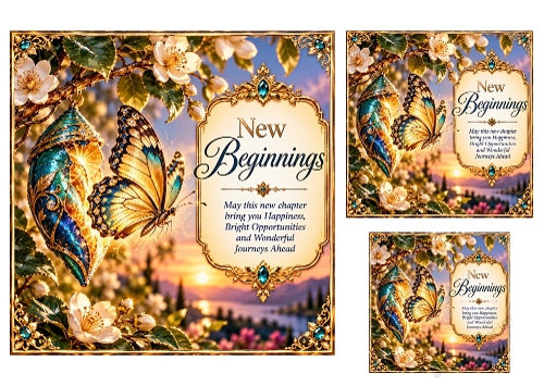  New Beginnings - 7x7 And 4x4, and 3x3 inch - Diwali Card Toppers