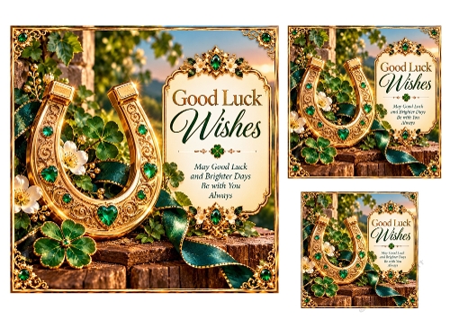 Good Luck Wishes - 7x7 And 4x4, and 3x3 inch - Diwali Card Toppers
