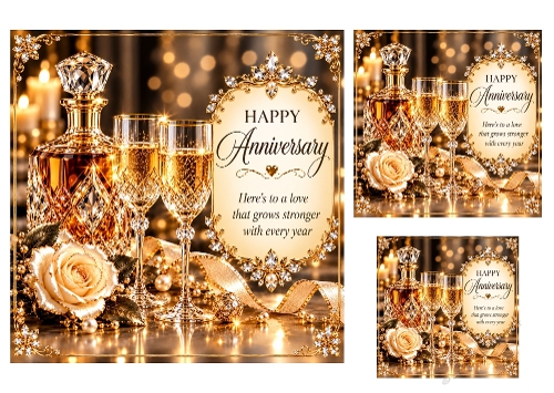 A Toast to You - 7x7, 4x4 and 3x3 Inch - Anniversary Card Toppers