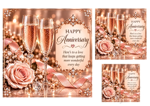 Cheers Darling - 7x7, 4x4 and 3x3 Inch - Anniversary Card Toppers
