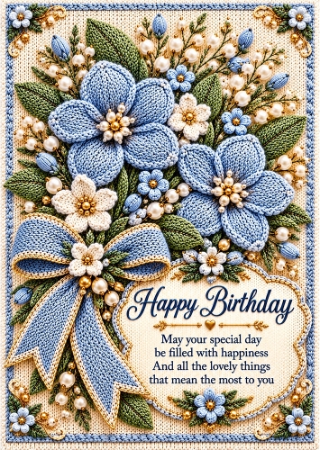 Knitted Fresh Start - A4 Portrait - Birthday Card Topper