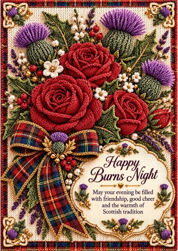 Knitted Burns Night - A4 Portrait - Scottish Card Topper