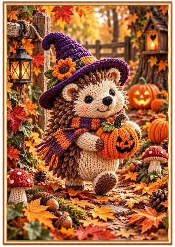 Spooky Hedgehog - A4 Portrait - Autumn/Halloween Card Topper