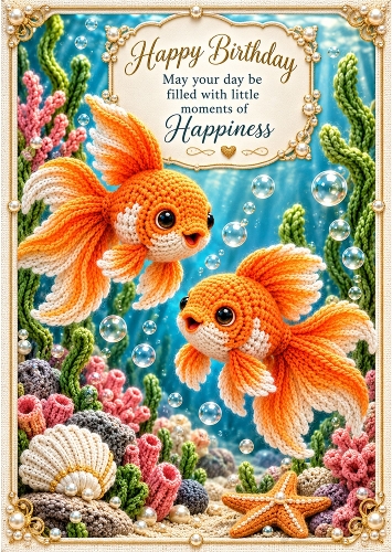 Little Goldfish - A4 Portrait - Birthday Card Topper