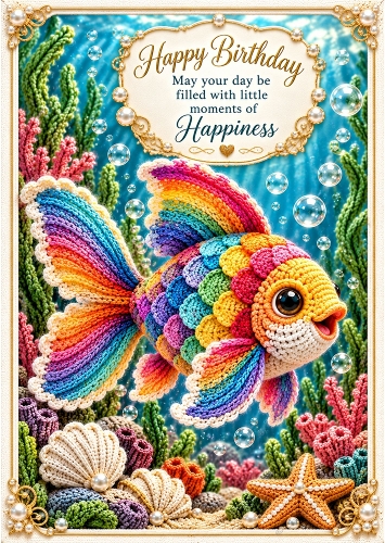 Rainbow Fish - A4 Portrait - Birthday Card Topper