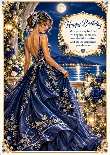 Midnight Elegance - A4 Portrait - Birthday Card Topper