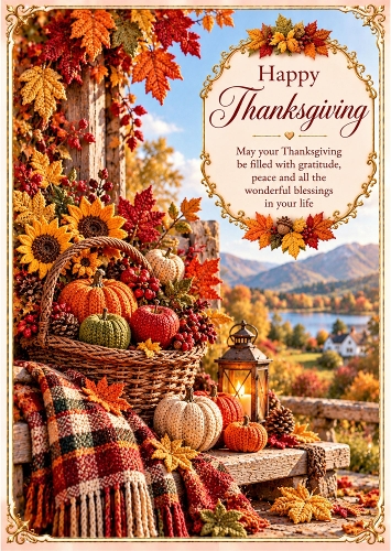 Autumn Harvest - A4 Portrait - Thanks Giving Card Topper