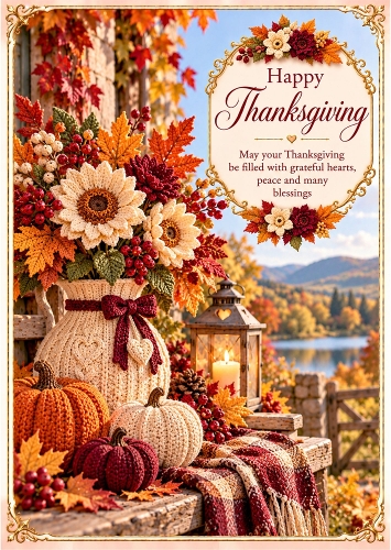 Thankful Hearts - A4 Portrait - Thanks Giving Card Topper