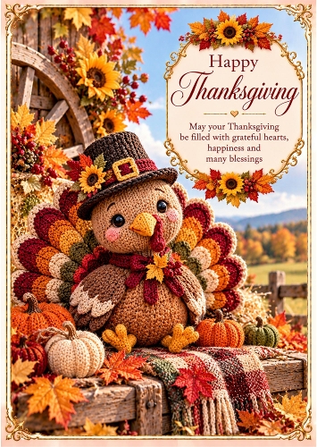 Little Turkey - A4 Portrait - Thanks Giving Card Topper