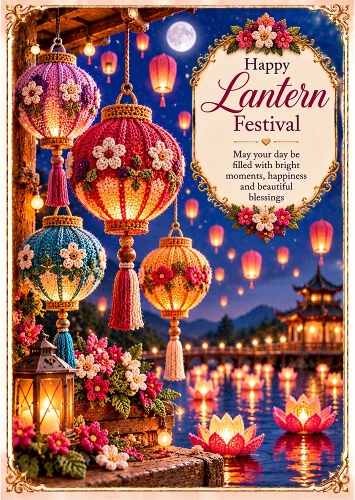 Magical Lantern Night - A4 Portrait - Asian Card Topper