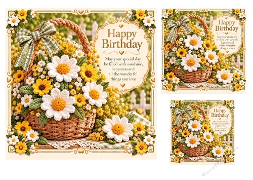 Daisy Days - 7x7, 4x4, And 3x3 Inch - Birthday Card Toppers