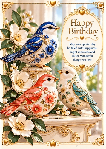 Porcelain Treasures  - A4 Portrait - Birthday Card Toppers