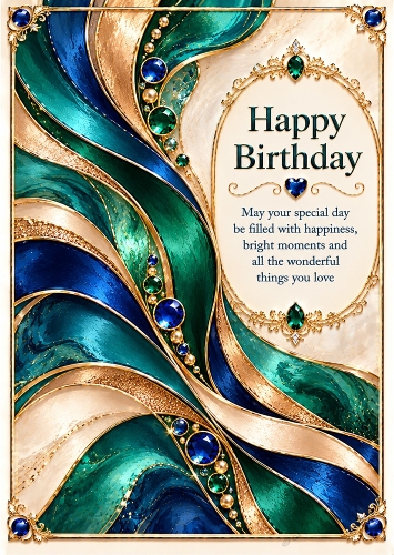 Peacock Luxe - A4 Portrait - Birthday Card Topper