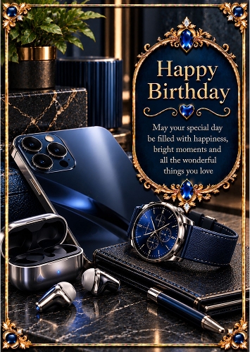 Mobile Life - A4 Portrait - Birthday Card Topper