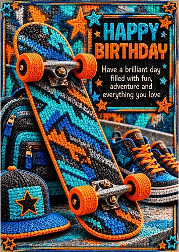 Skate Vibes - A4 Portrait - Birthday Card Topper