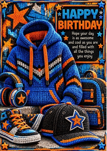 Urban Hoodie - A4 Portrait - Birthday Card Topper