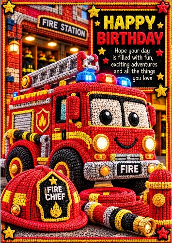 Little Fire Chief  - A4 Portrait - Birthday Card Topper