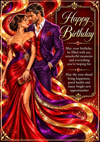 The Scarlet Couple  - A4 Portrait - Birthday Card Topper