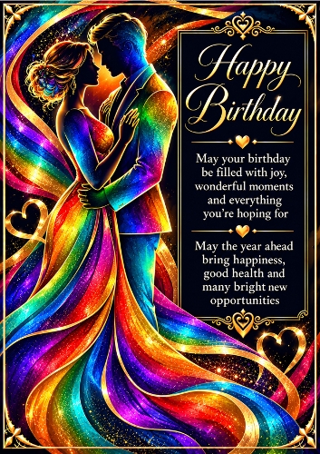 Rainbow Romance - A4 Portrait - Birthday Card Topper