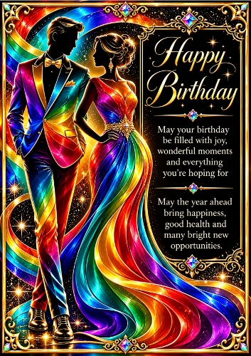 Rainbow Romance 2 - A4 Portrait - Birthday Card Topper