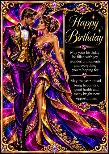 Velvet Royale - A4 Portrait - Birthday Card Topper