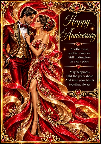 Ruby Romance! - A4 Portrait - Anniversary Card Topper