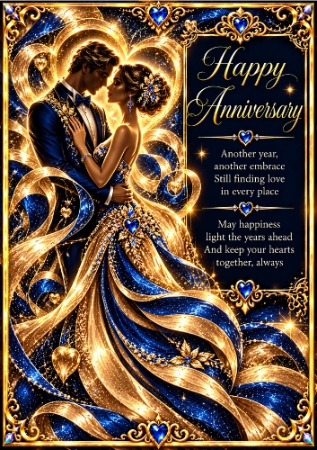 Golden Hearts - A4 Portrait - Anniversary Card Topper