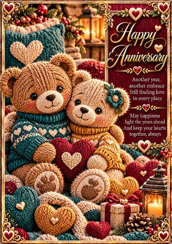 Love in Stitches - A4 Portrait - Anniversary Card Topper