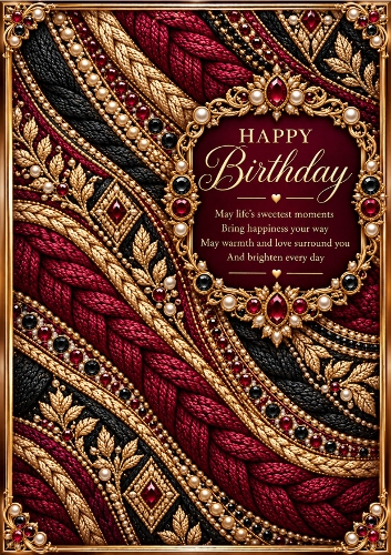 Opulent Knits - A4 Portrait - Birthday Card Topper