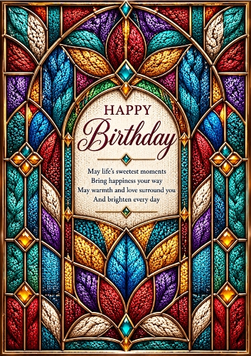 Stained Glass - A4 Portrait - Birthday Card Topper