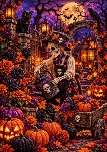 Skeleton Gardener - A4 Portrait - Card Topper